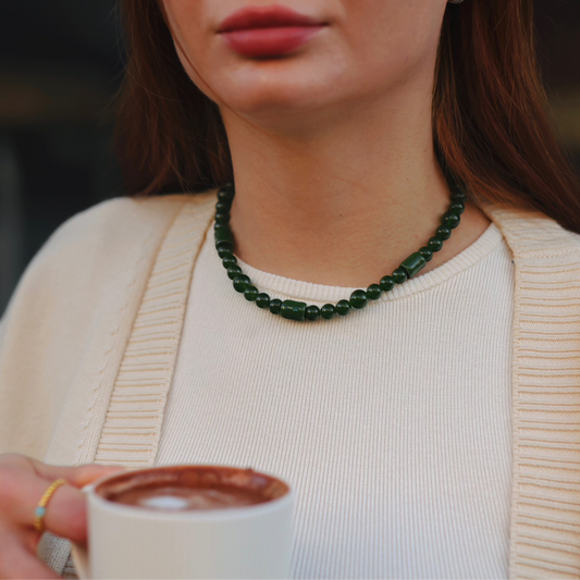 Намисто із зеленого авантюрину, тонованого кварцу та кераміки