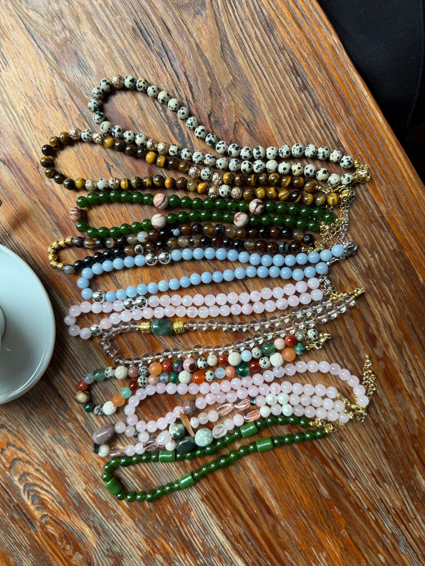 Намисто з ангеліту та посрібленого гематиту