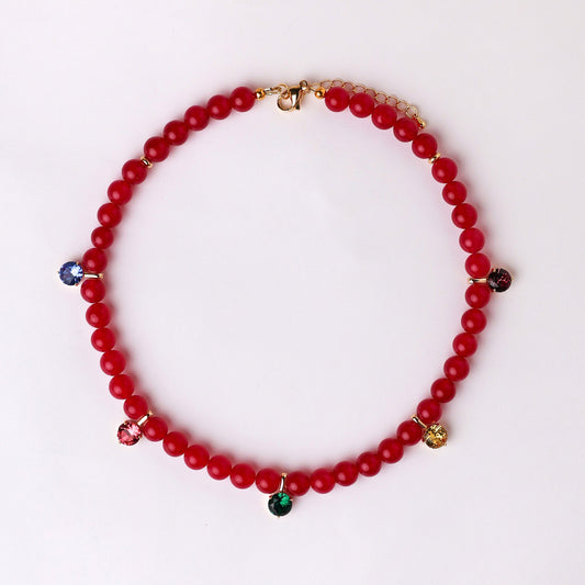 Кольє з чорного оніксу з кристалами