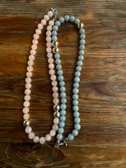 Намисто з ангеліту та посрібленого гематиту