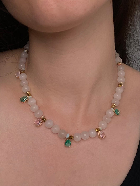 Намисто з натурального каменю (рожевий кварц)