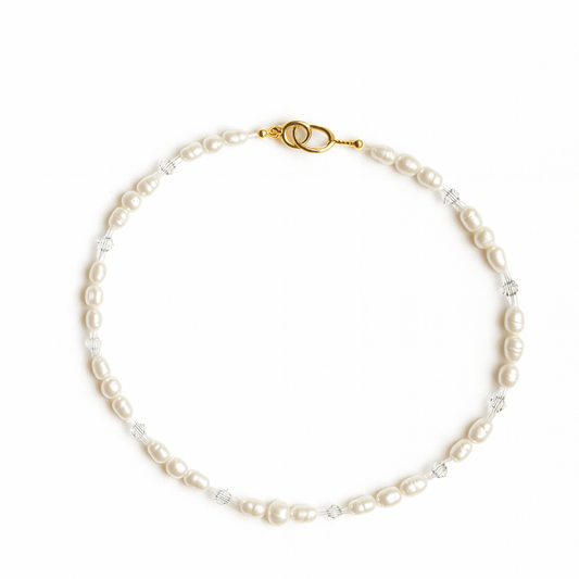 Намисто з натуральних перлів, чеського кришталю та японських намистин