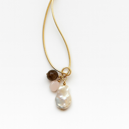 Намисто з барокової перлини та міксу натуральних каменів