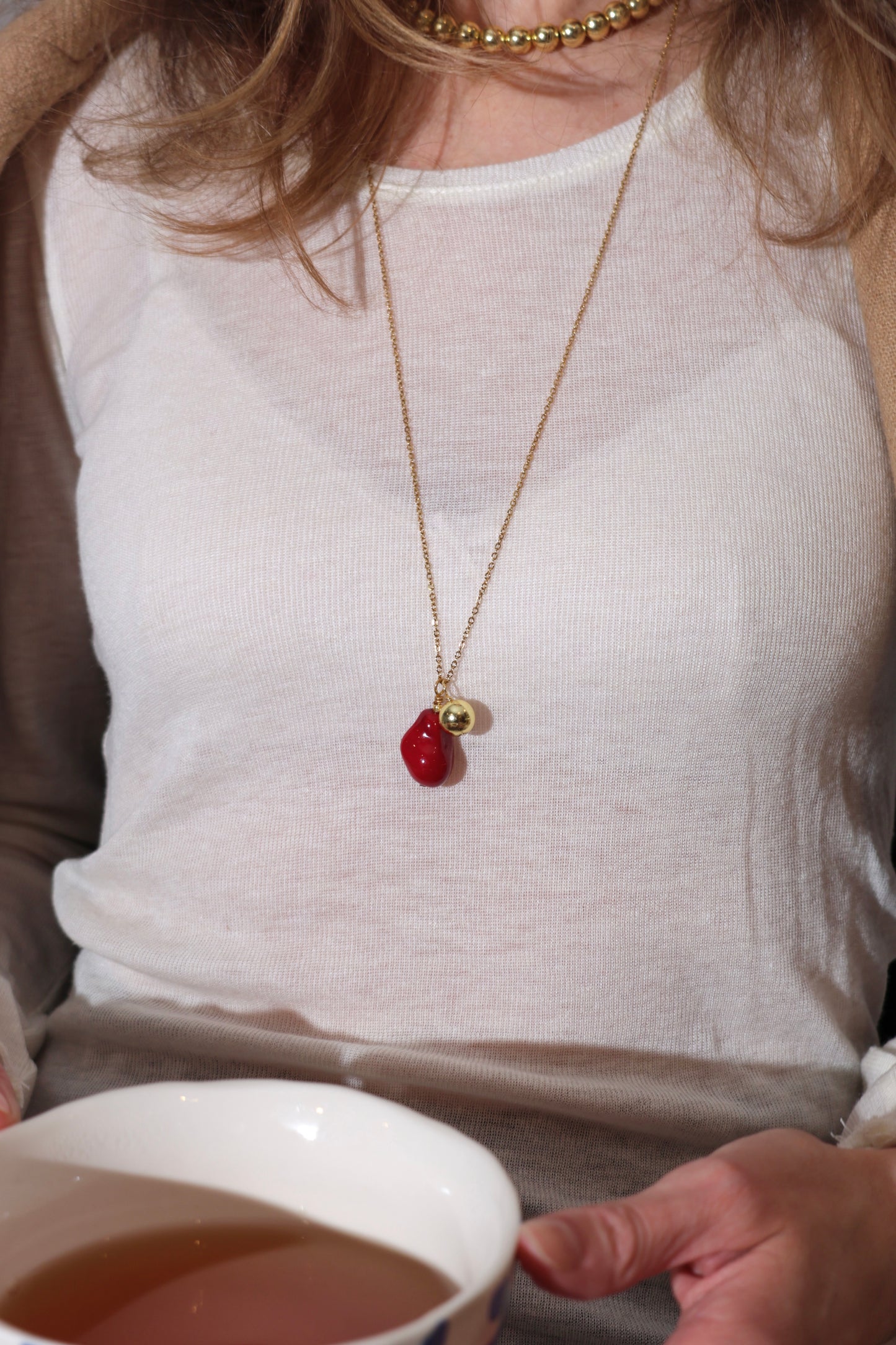 Naszyjnik  z pozłacanego hematytu