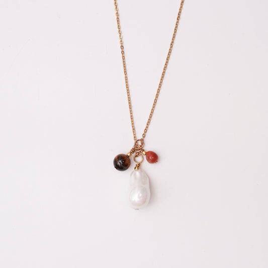 Намисто з барочною перлиною та міксом натурального каміння