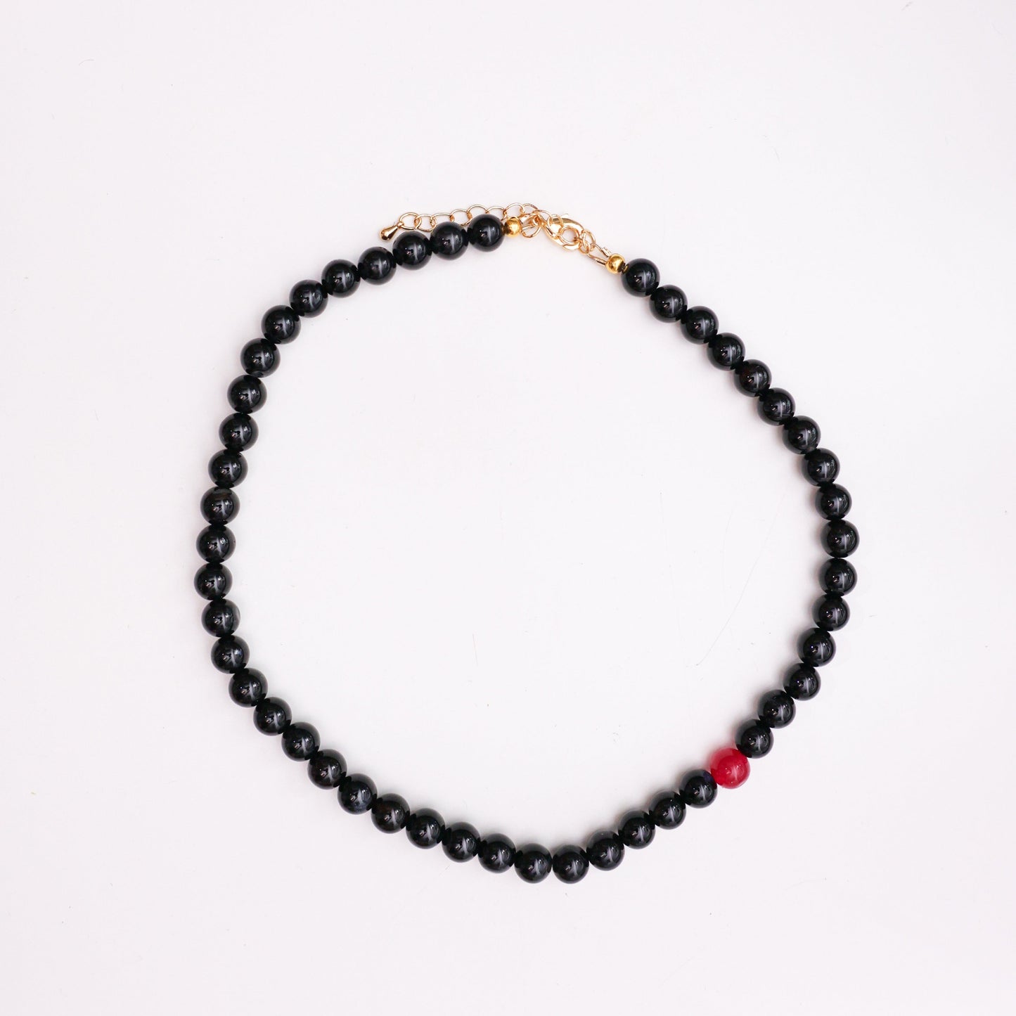 Naszyjnik z czarnego agatu i kwarcu truskawkowego