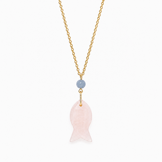 Naszyjnik MARE Ryba Stone Rose z rybką z różowego kwarcu