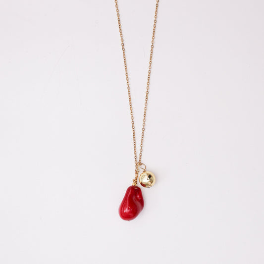Naszyjnik PERŁA Drop Cherry z czerwoną perłą Shell Pearl
